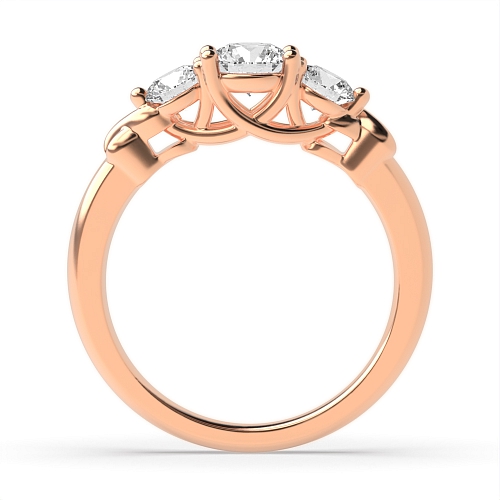 Round Rose Gold Timeless trinity Trilogy Engagement Rings