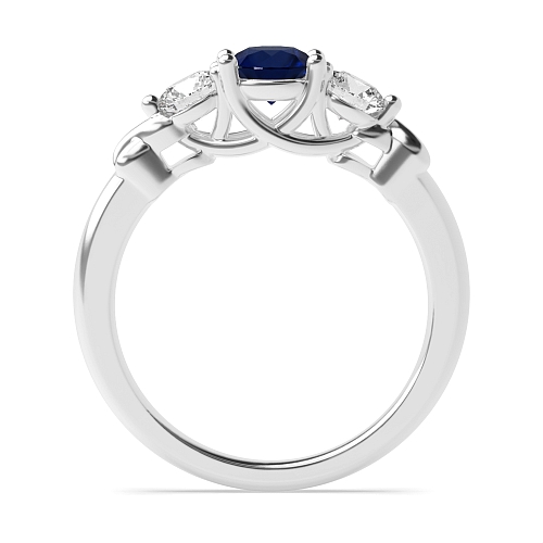 Round Timeless trinity Blue Sapphire Engagement Rings
