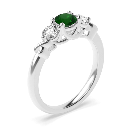 Round Timeless trinity Emerald Engagement Rings