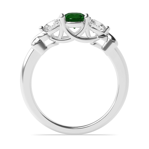Round Timeless trinity Emerald Engagement Rings