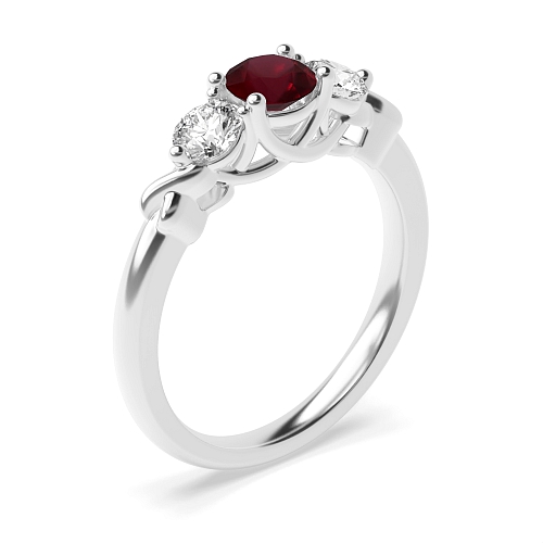 Round Timeless trinity Ruby Engagement Rings