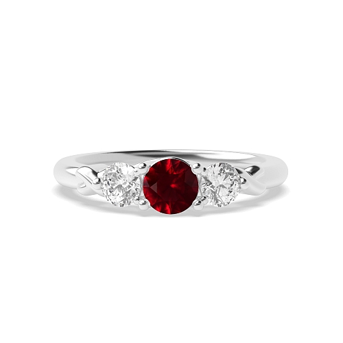 Round Timeless trinity Ruby Engagement Rings
