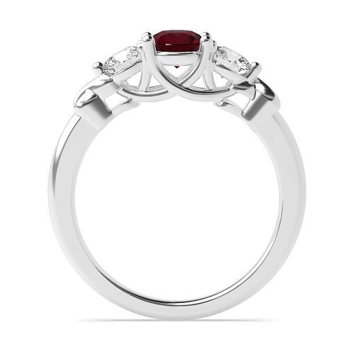 Round Timeless trinity Ruby Engagement Rings