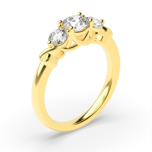 Round Yellow Gold Timeless trinity Engagement Rings
