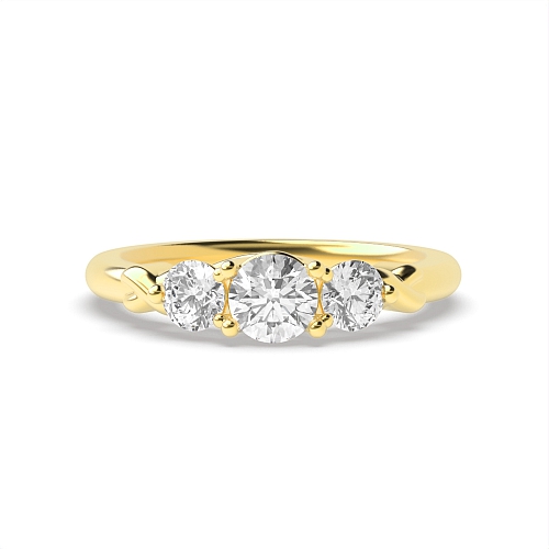 Round Yellow Gold Timeless trinity Engagement Rings