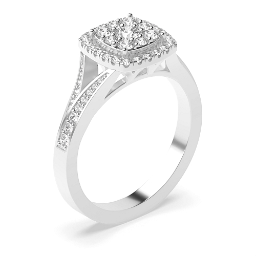 Pave Setting Round Twinkling cluster Moissanite Engagement Rings