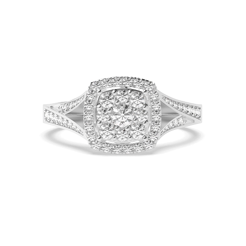 Pave Setting Round Twinkling cluster Moissanite Engagement Rings