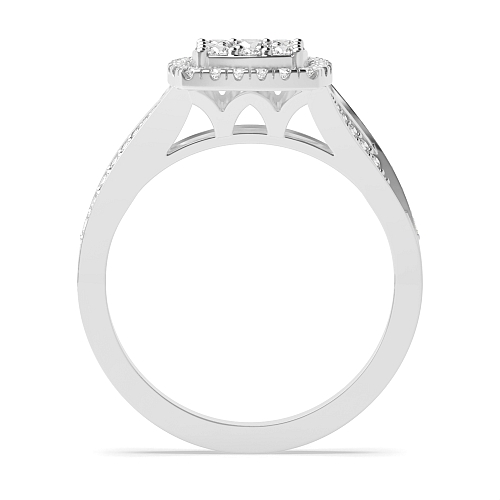 Pave Setting Round Twinkling cluster Moissanite Engagement Rings