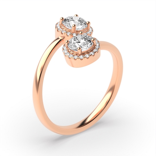 4 Prong Round Rose Gold Intertwined love Toi Et Moi Engagement Rings