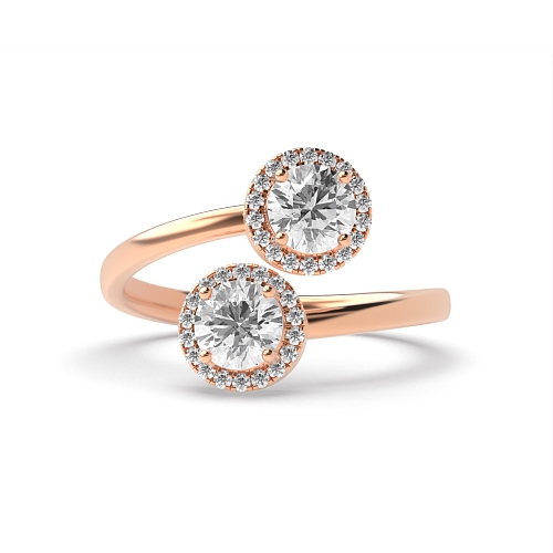 4 Prong Round Rose Gold Intertwined love Toi Et Moi Engagement Rings