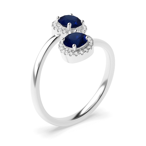4 Prong Round Intertwined love Blue Sapphire Engagement Rings