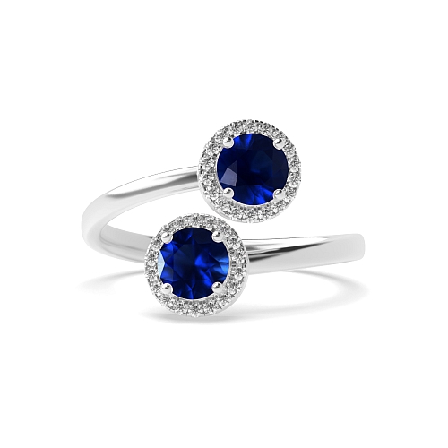 4 Prong Round Intertwined love Blue Sapphire Engagement Rings