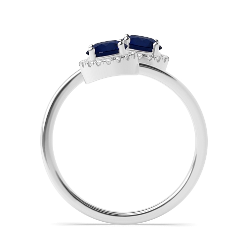 4 Prong Round Intertwined love Blue Sapphire Engagement Rings