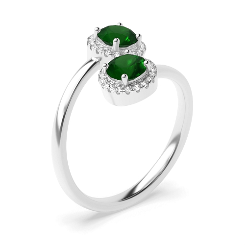 4 Prong Round Intertwined love Emerald Engagement Rings