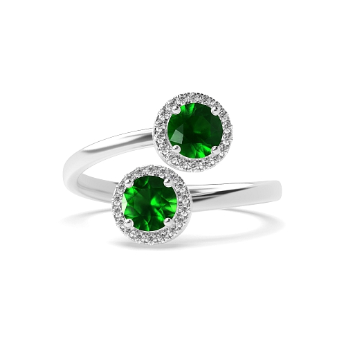 4 Prong Round Intertwined love Emerald Engagement Rings