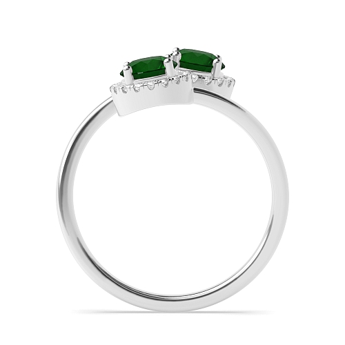 4 Prong Round Intertwined love Emerald Engagement Rings