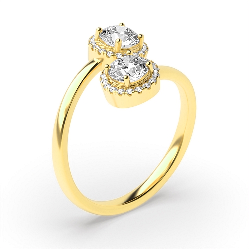 4 Prong Round Yellow Gold Intertwined love Toi Et Moi Engagement Rings