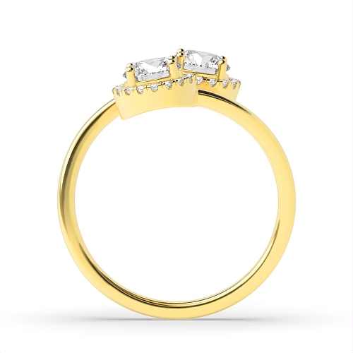 4 Prong Round Yellow Gold Intertwined love Toi Et Moi Engagement Rings