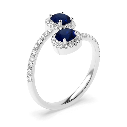 4 Prong Round Double halo dream Blue Sapphire Engagement Rings