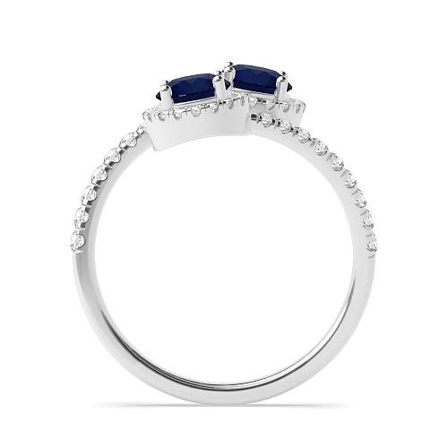4 Prong Round Double halo dream Blue Sapphire Engagement Rings