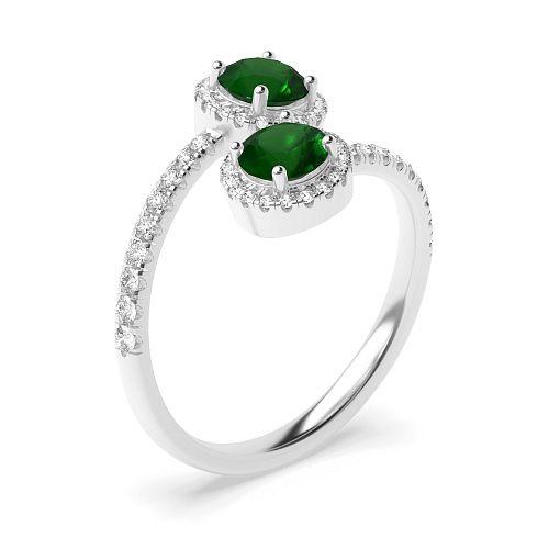 4 Prong Round Double halo dream Emerald Engagement Rings