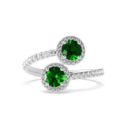 4 Prong Round Double halo dream Emerald Engagement Rings