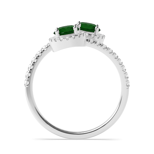 4 Prong Round Double halo dream Emerald Engagement Rings