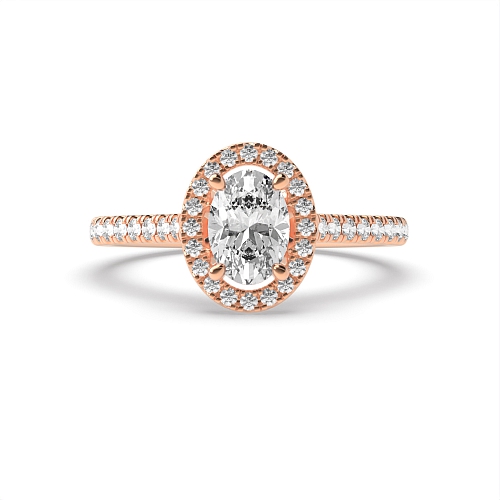 4 Prong Oval Rose Gold accented shoulder hidden set Engagement Rings