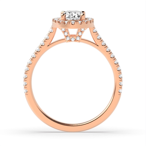 4 Prong Oval Rose Gold accented shoulder hidden set Engagement Rings