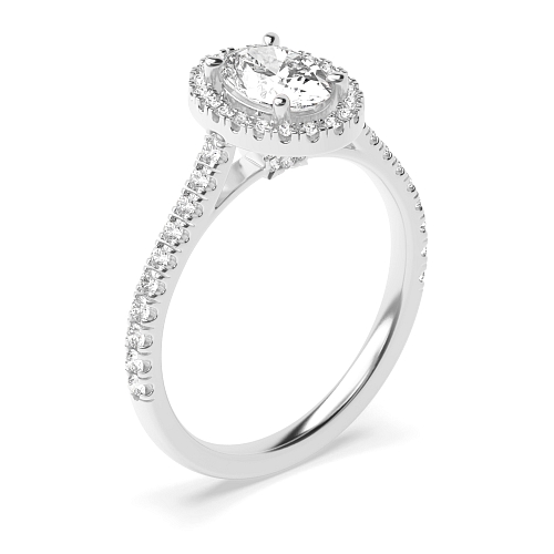 4 Prong Oval accented shoulder hidden set Side Stone Engagement Rings