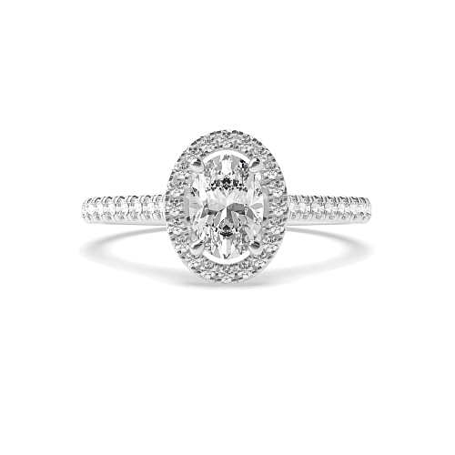 4 Prong Oval accented shoulder hidden set Side Stone Engagement Rings