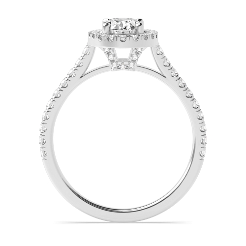 4 Prong Oval accented shoulder hidden set Side Stone Engagement Rings