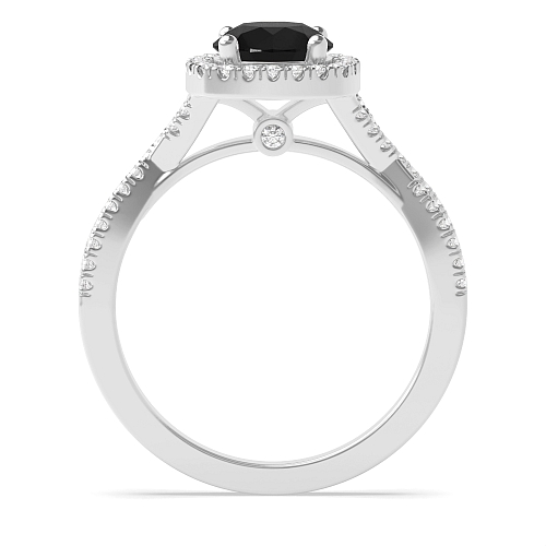 4 Prong Round Crossover shoulder Black Diamond Engagement Rings