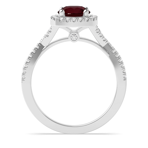 4 Prong Round Crossover shoulder Ruby Engagement Rings