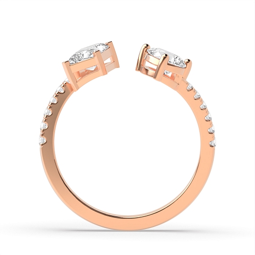 Radiant/Pear Rose Gold Shoulder set Toi Et Moi Engagement Rings