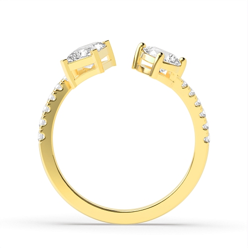 Radiant/Pear Yellow Gold Shoulder set Toi Et Moi Engagement Rings