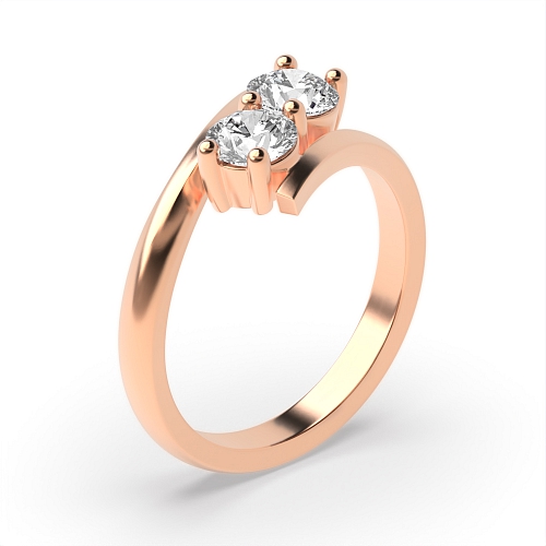 4 Prong Round Rose Gold Petit Toi Et Moi Engagement Rings