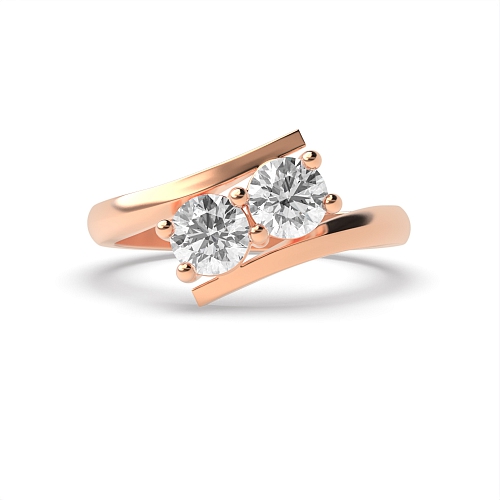 4 Prong Round Rose Gold Petit Toi Et Moi Engagement Rings