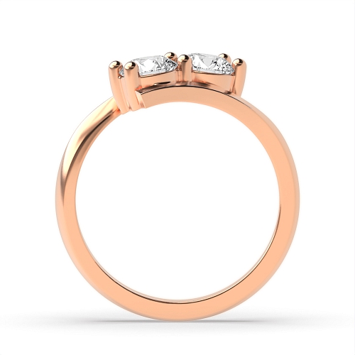 4 Prong Round Rose Gold Petit Toi Et Moi Engagement Rings
