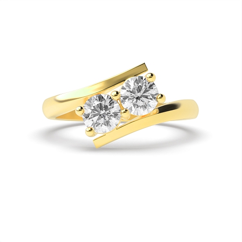4 Prong Round Yellow Gold Petit Toi Et Moi Engagement Rings