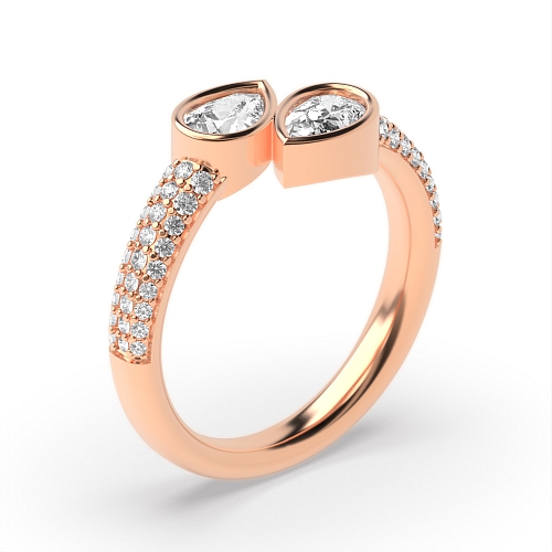 Prong Pear Rose Gold Sparkle and luxury Toi Et Moi Engagement Rings