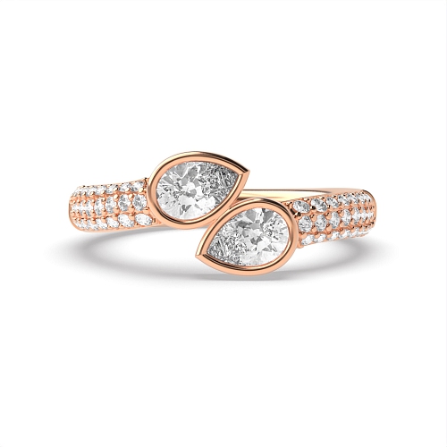 Prong Pear Rose Gold Sparkle and luxury Toi Et Moi Engagement Rings