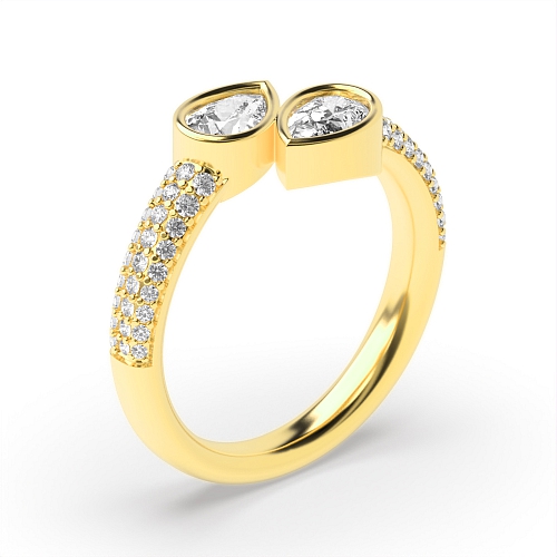 Prong Pear Yellow Gold Sparkle and luxury Toi Et Moi Engagement Rings