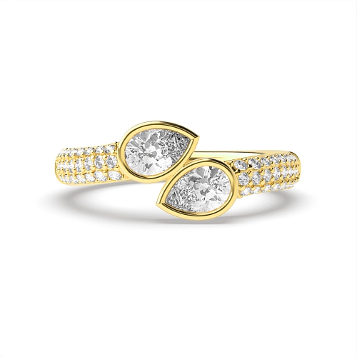 Prong Pear Yellow Gold Sparkle and luxury Toi Et Moi Engagement Rings