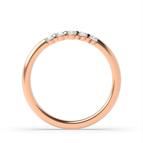 Channel Setting Round Rose Gold Delicate Quintet Diamond Rings