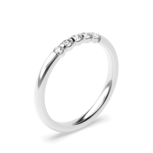 Channel Setting Round Delicate Quintet Moissanite Diamond Rings