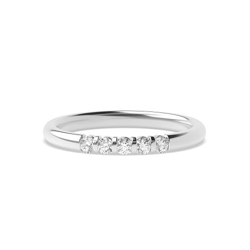Channel Setting Round Delicate Quintet Moissanite Diamond Rings