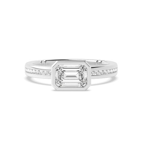 Bezel Setting Emerald Arcane Halo Engagement Rings