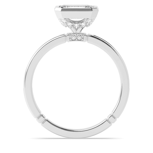 Bezel Setting Emerald Arcane Halo Engagement Rings