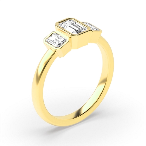 Emerald Yellow Gold Skyline Trilogy Engagement Rings